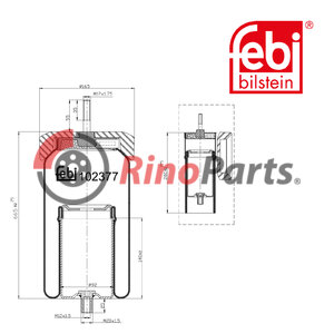 20534645 Air Spring for lifting axle, with steel piston