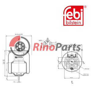 21961451 Air Spring with steel piston and piston rod