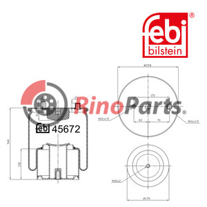 81.43601.0168 Air Spring with steel piston